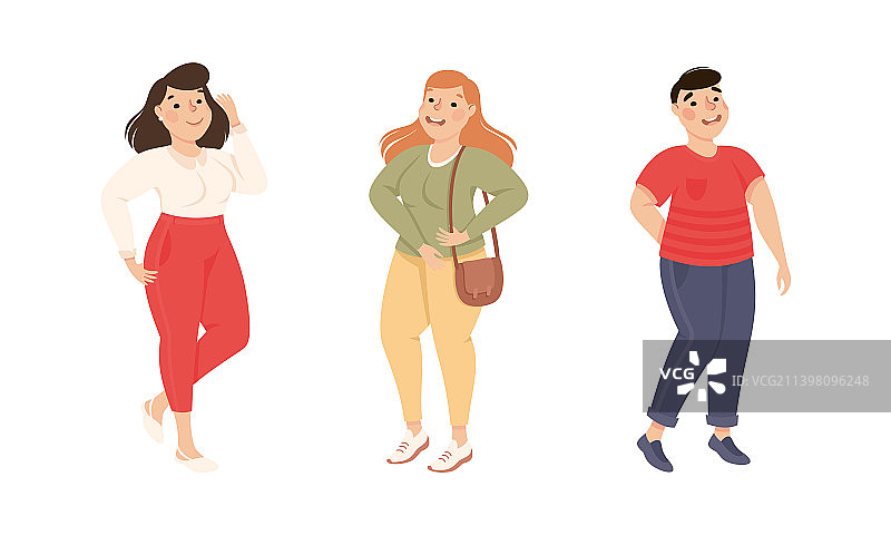 身材丰满的男人和女人站立微笑图片素材