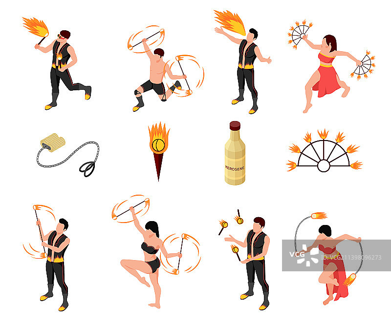 火焰表演2.5D人物设定图片素材