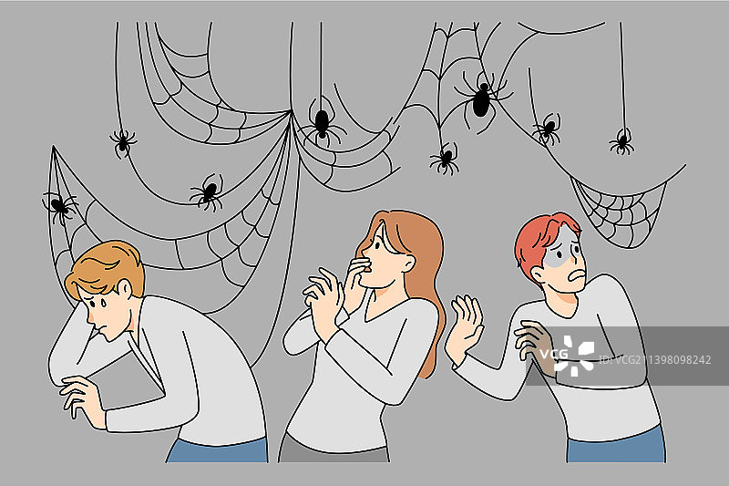 害怕蜘蛛的焦虑人群图片素材