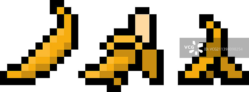 像素黄色香蕉 - 8位素材包图片素材