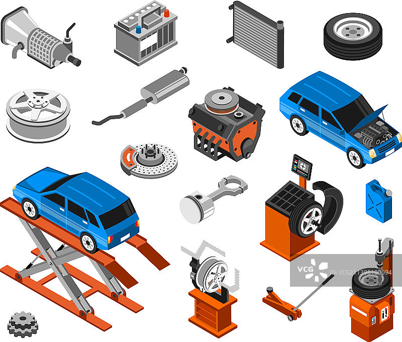 2.5D汽车维修工具组合图片素材