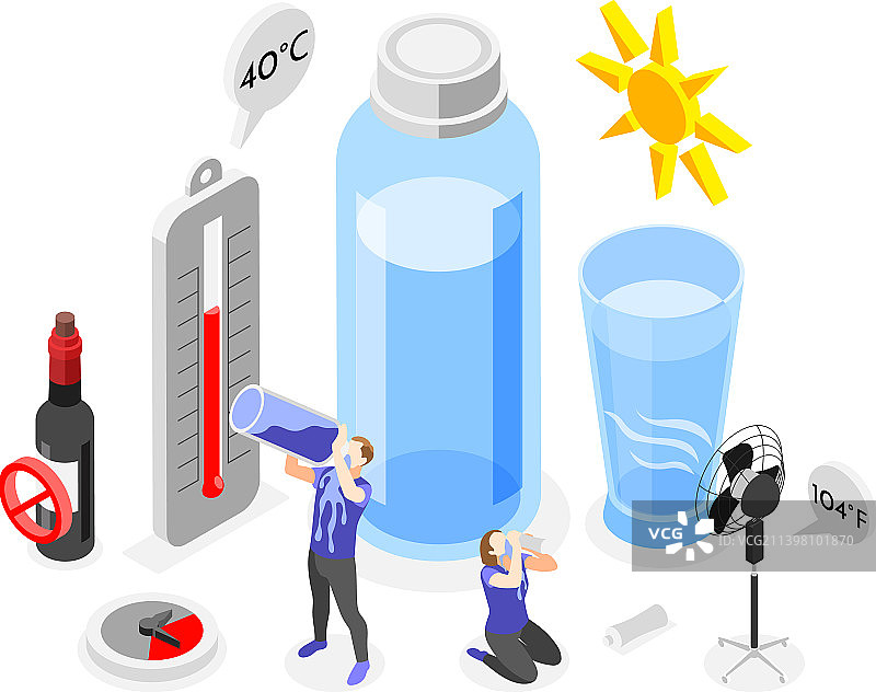 中暑2.5D图图片素材