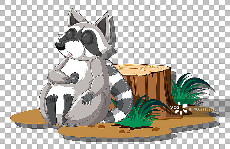 正在小睡的浣熊卡通角色图片素材