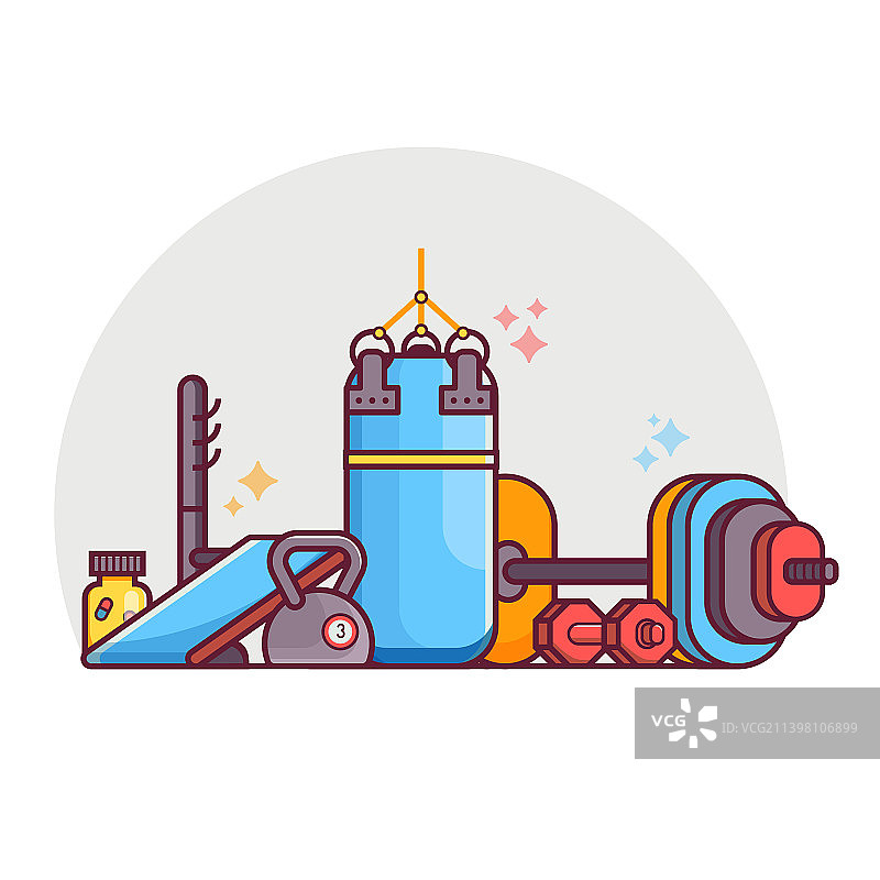 举重和力量举线条场景图片素材