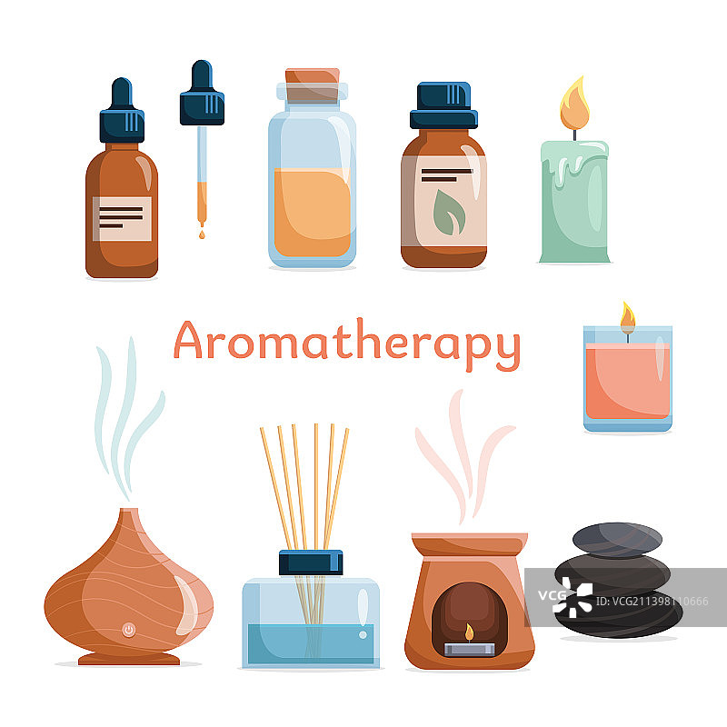 用于水疗的精油香薰图标集图片素材