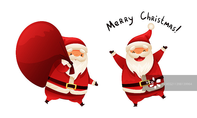 戴红帽白胡子的圣诞老人图片素材