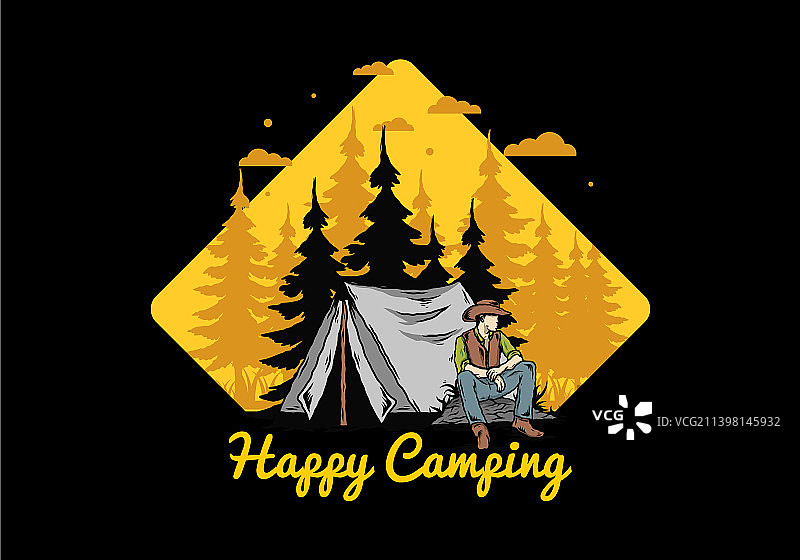 男人戴牛仔帽坐在前面图片素材