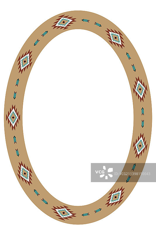 具有西南风格的椭圆形民族边框图片素材
