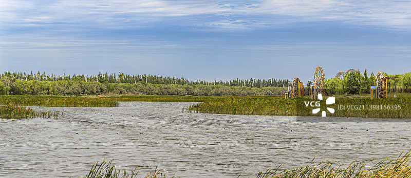 宁夏银川灵武市水车小镇---湿地公园图片素材