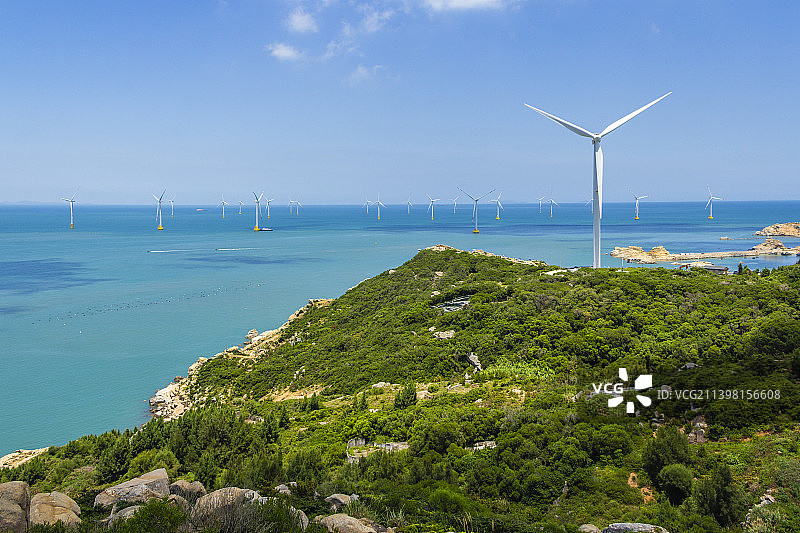 平潭海岛风车图片素材