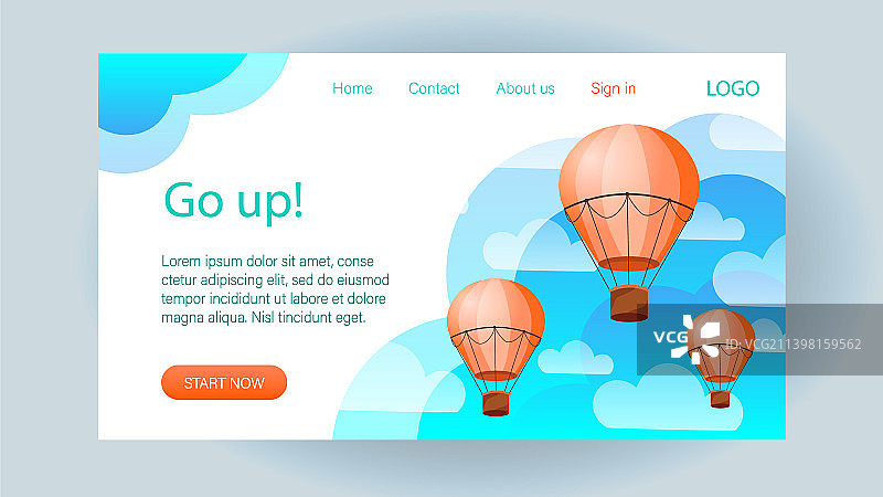 带云和热点的着陆页设计模板图片素材