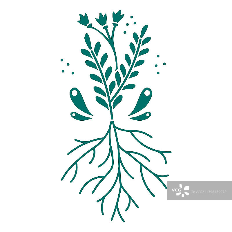 植物和根系设计剪影图片素材