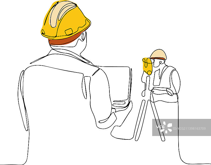 戴头盔使用平板电脑的白人工人图片素材