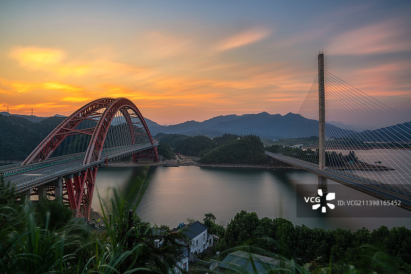 黄山太平湖双桥图片素材