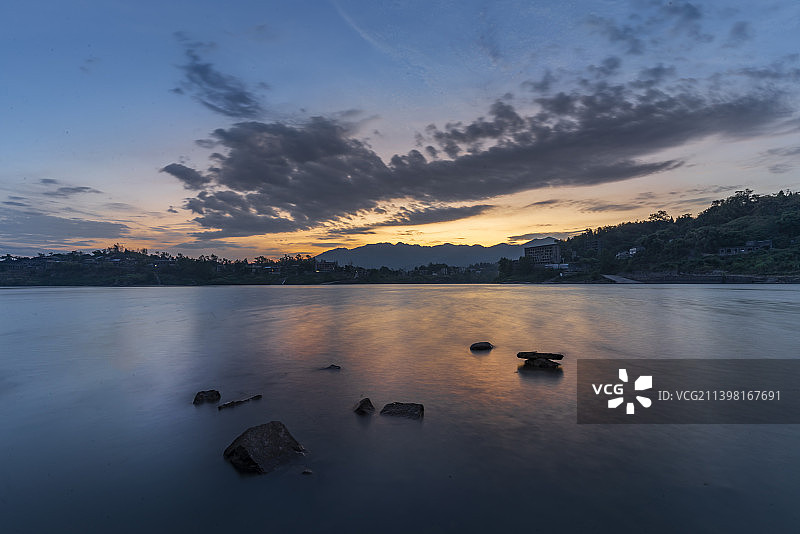 渠江晨曦图片素材