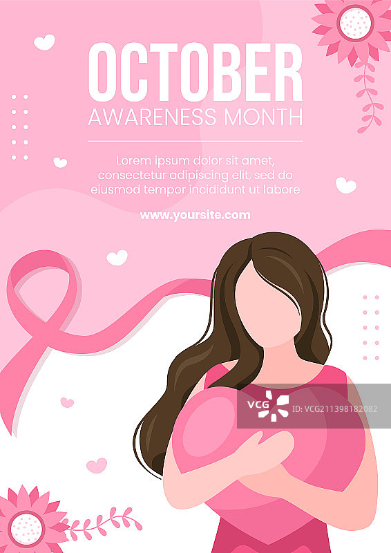 乳腺癌防治宣传月社交媒体宣传单图片素材