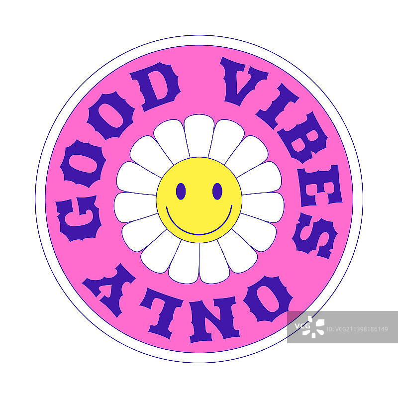 Y2K雏菊笑脸圆形贴纸图片素材