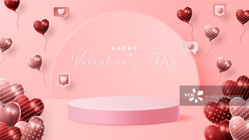 情人节3D领奖台产品展示图片素材