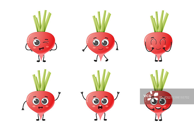 可爱卡通胡萝卜蔬菜角色套装图片素材