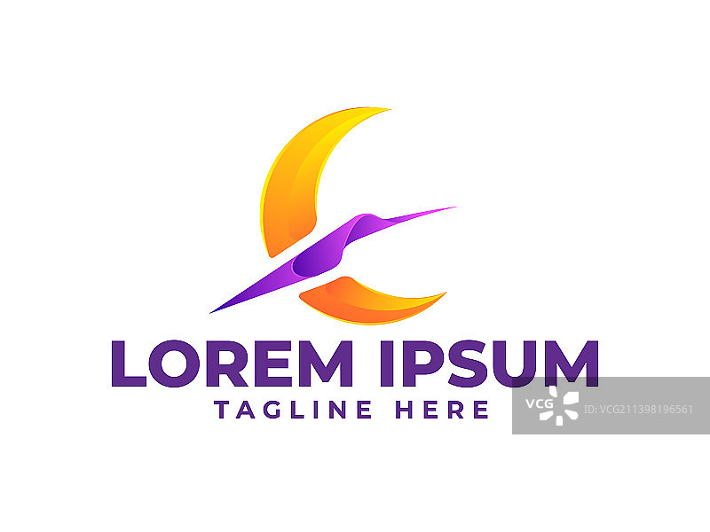 鸟月亮标志设计模板图片素材