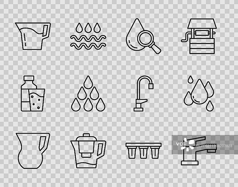 水壶水杯饮用水龙头水滴组合图片素材