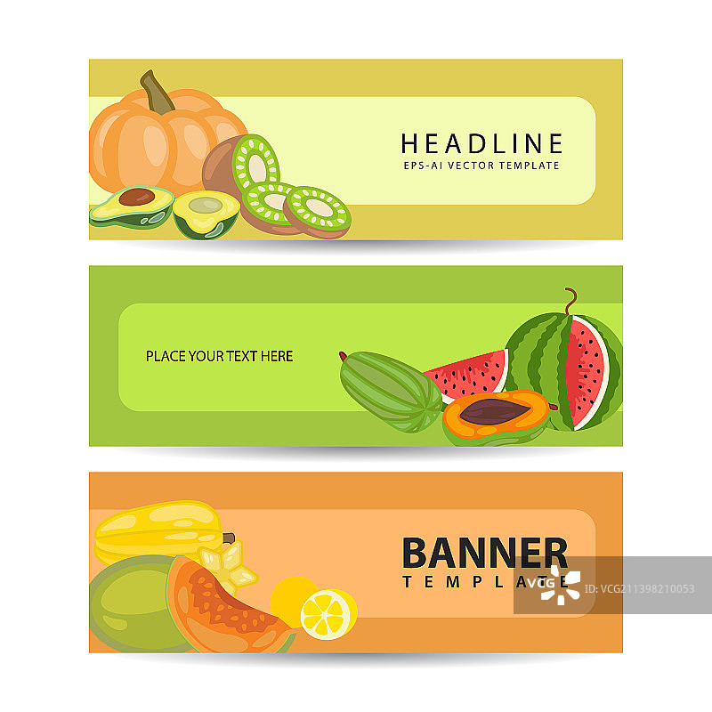 健康食品banner：新鲜水果和蔬菜图片素材