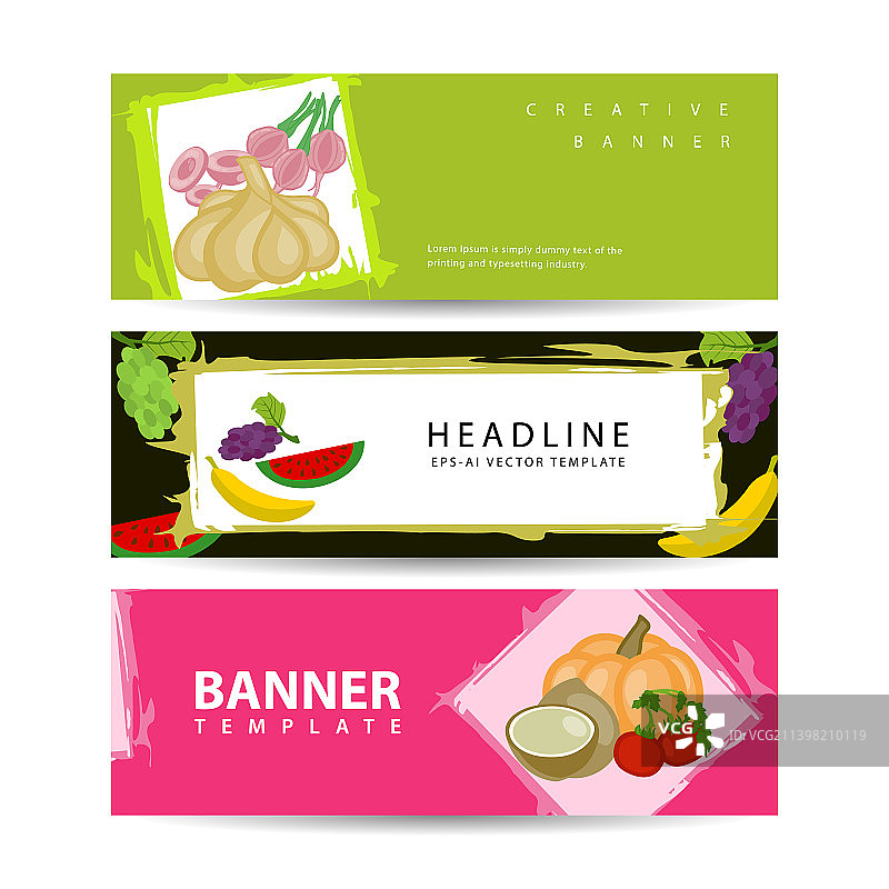 带有商店或市场框架的水果banner图片素材