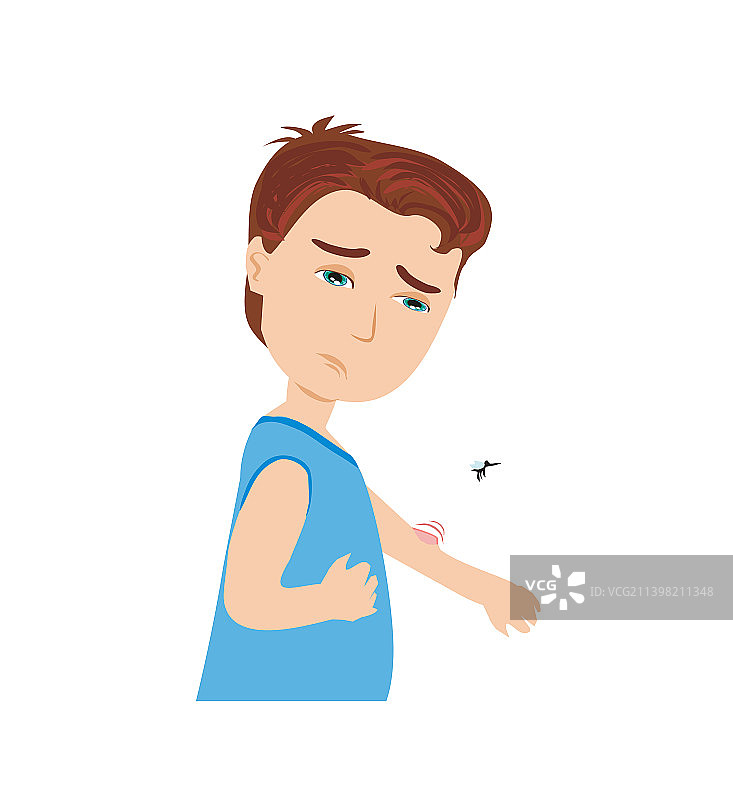 被蚊子叮咬的男孩图片素材