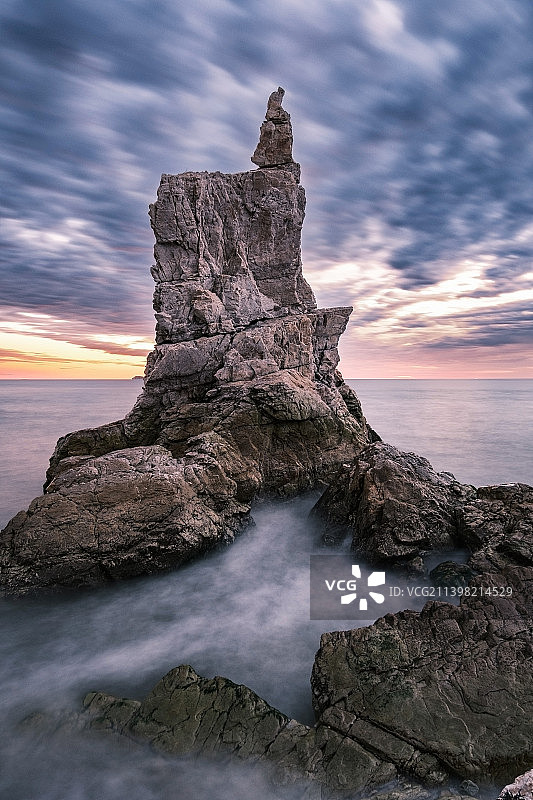 大连旅顺将军石日落图片素材