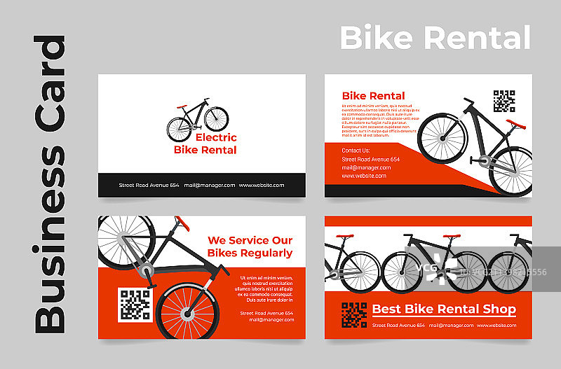 自行车租赁名片套装图片素材