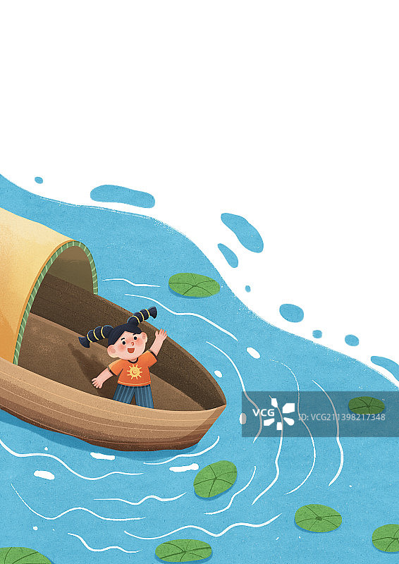 夏天荷叶扁平插画图片素材