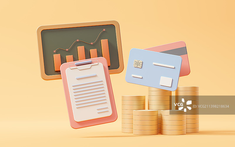 投资与理财概念3D渲染图片素材