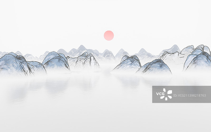 水墨风格山水画图片素材