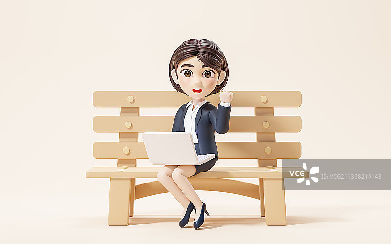 正在工作的商务女性3D渲染图片素材