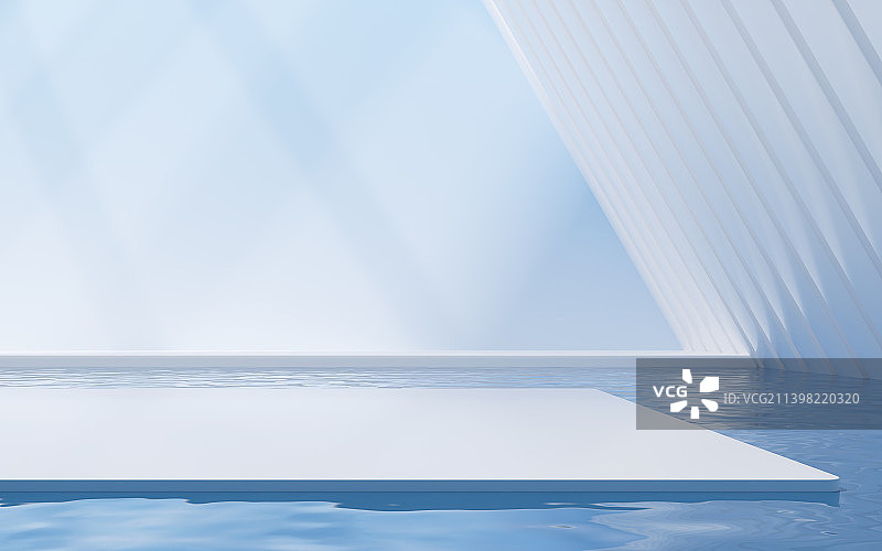 室内水面空房间3D渲染图片素材