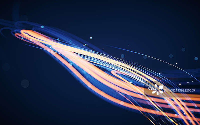 抽象流动的霓虹线条3D渲染图片素材