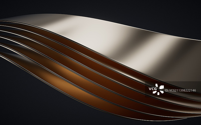 流动渐变的金属曲面3D渲染图片素材