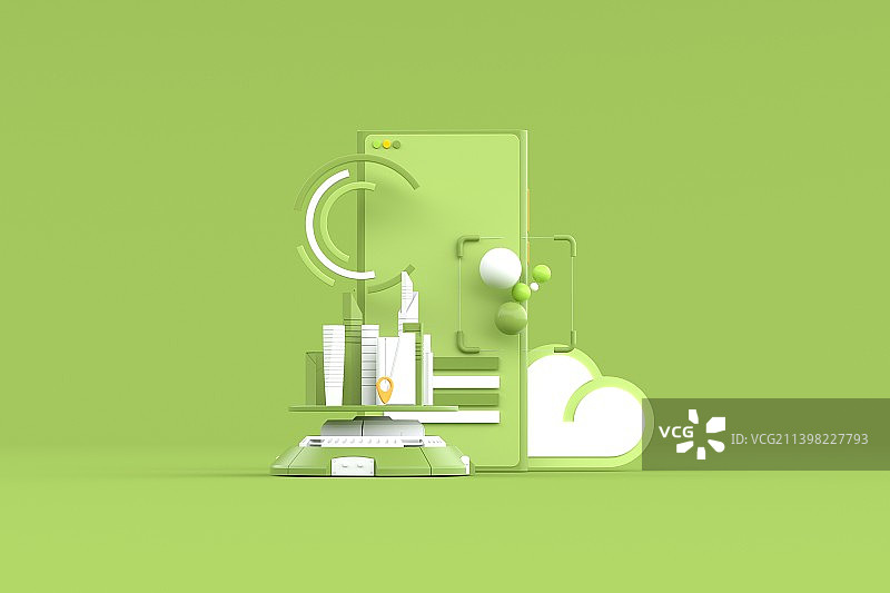 3D渲染城市产业集群卡通插画图片素材