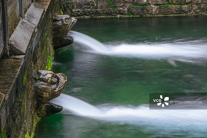 山东济南黑虎泉特写长时间曝光图片素材