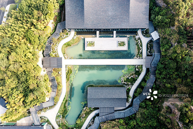 航拍杭州国家版本馆文润阁图片素材