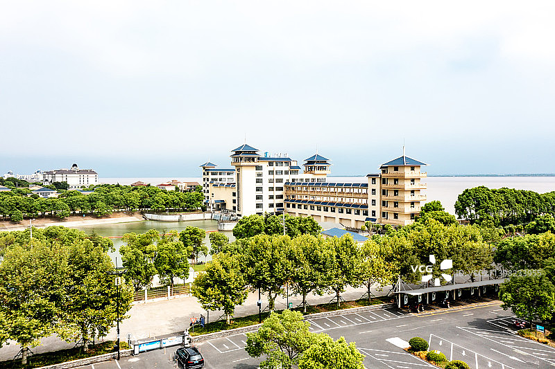 航拍海宁观潮景区鸟瞰图图片素材