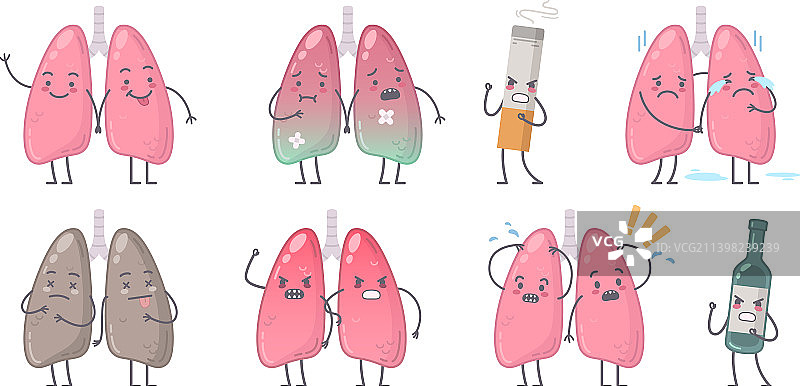 卡通人物肺部合集图片素材