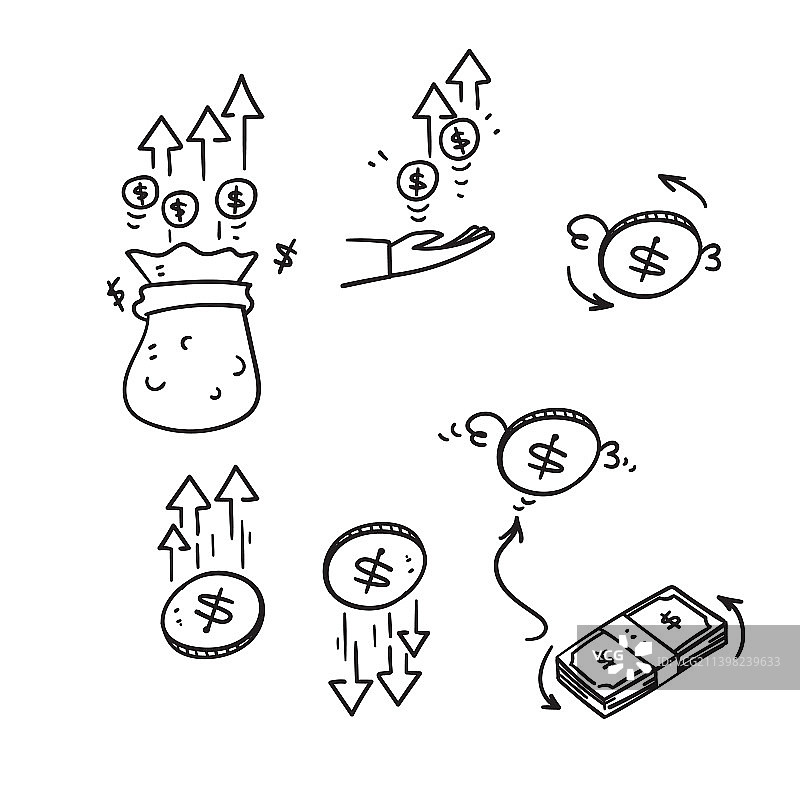 手绘涂鸦简易资金流动图片素材