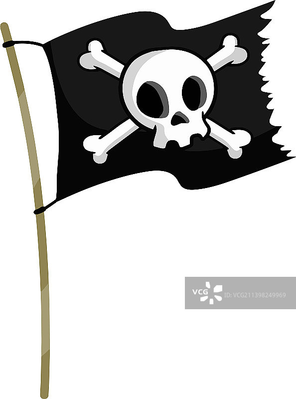 黑色缎带上的骷髅海盗旗图片素材