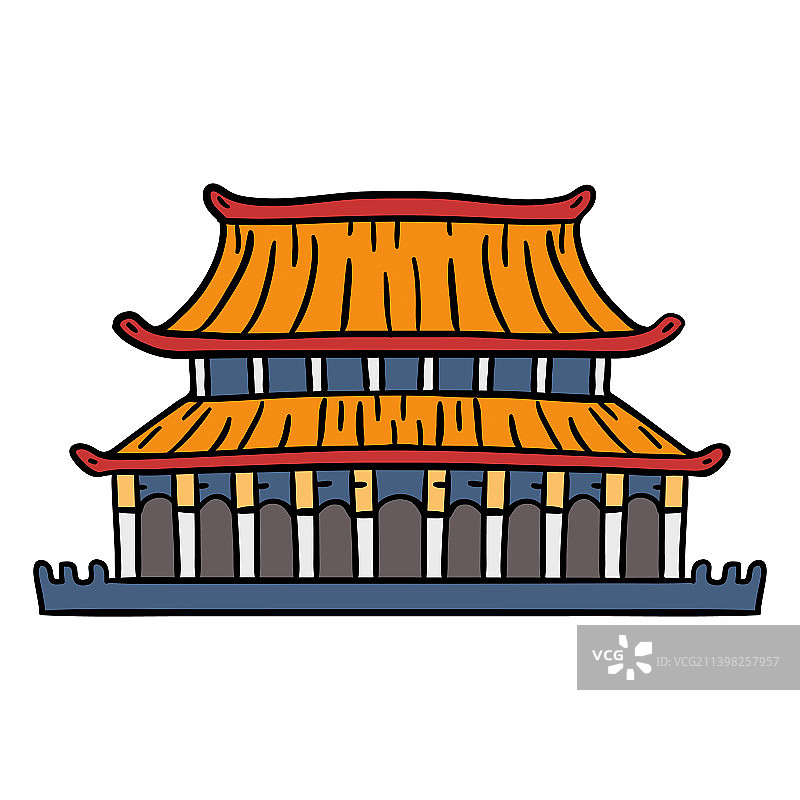 手绘中国宫殿图片素材