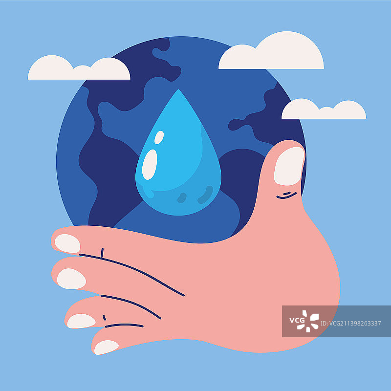 世界之手与水滴图片素材