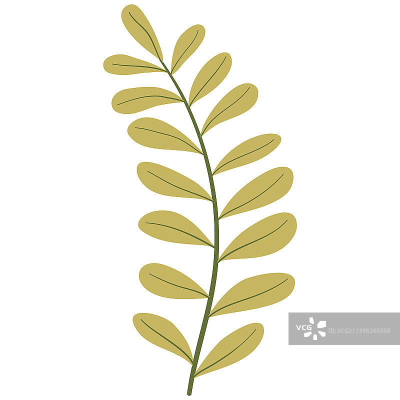 手绘扁平涂鸦绿叶自然素材图片素材