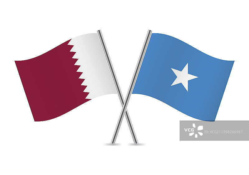卡塔尔和索马里交叉旗帜图片素材