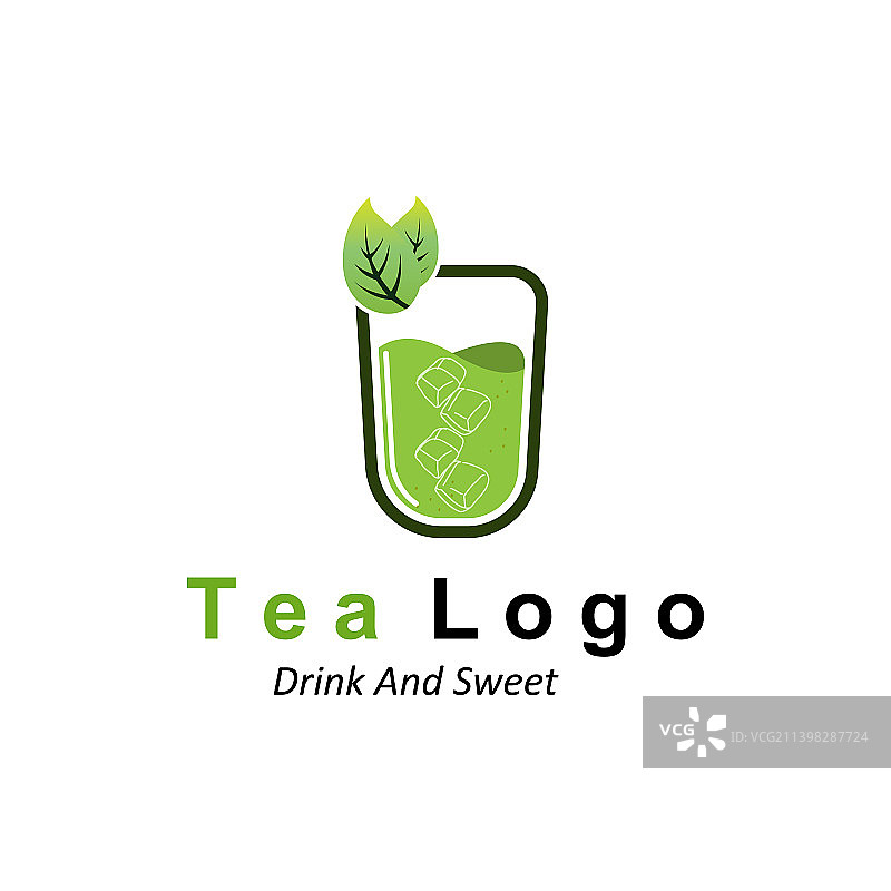 茶叶Logo设计：绿叶饮品图标图片素材