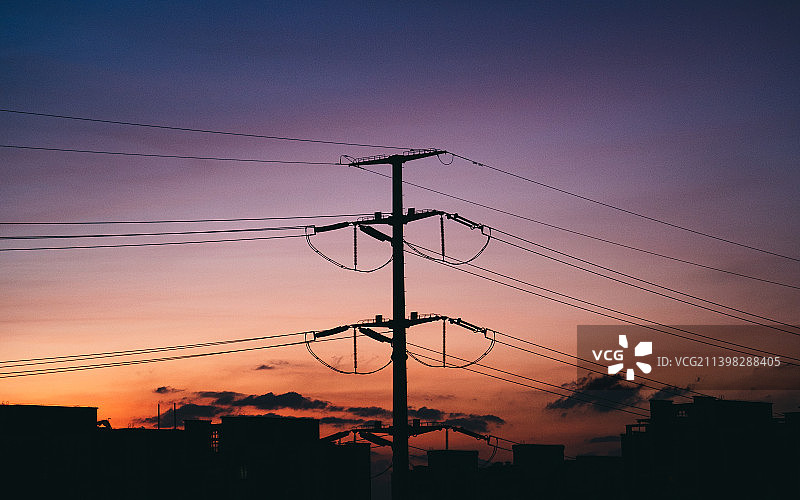 电线杆日落图片素材